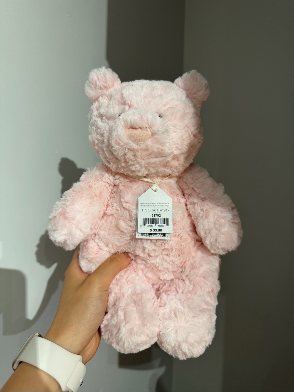 FAO Schwarz Soft Pink Plush Bear with Tag